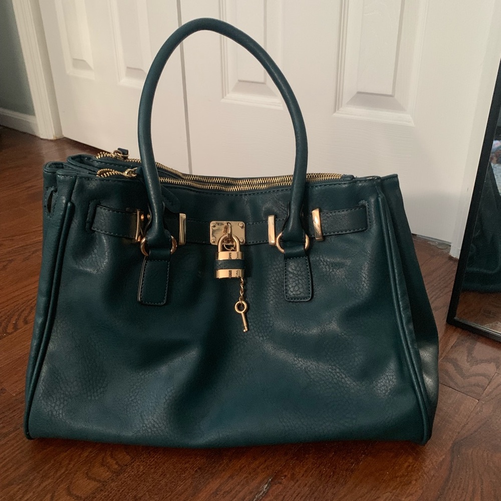 Aldo green leather tote bag